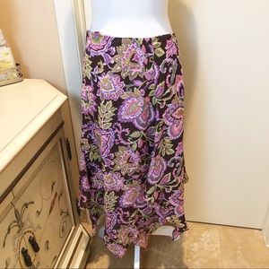 •Jones New York Signature Silk Purple Flower Skirt